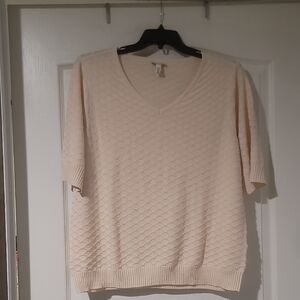 ella moss Womans Plus Short Sleeve V-Neck Sweater Size XXL